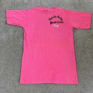 Vintage 70s 80s US Wear Shirt Mens Large Pink Petrolia Valley Youth Staff Tee